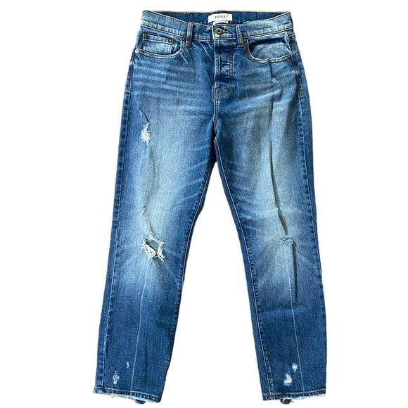 Pistola Distressed High Waisted Hidden Button Fly Ankle Denim Jeans Size 27 - Picture 1 of 9